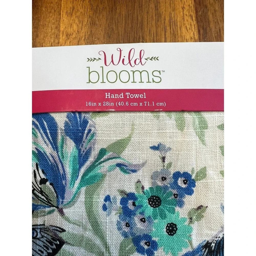 Wild Blooms Hand Towel OS Multicolor Brand New Butterfly Floral Embroidered